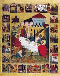 De Heilige Drie-eenheid uit het Oude Testament met scènes uit Genesis, ca. 1580