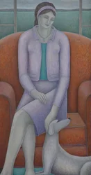 Verwend minnares (Vrouw en hond)