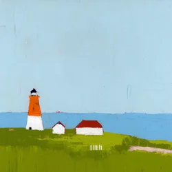 Drie op een rij, 2025, acryl op houten paneel