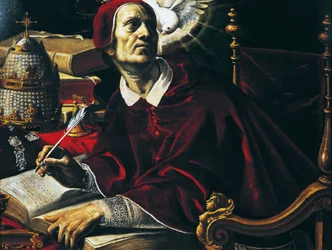 Sint Gregorius de Grote, schilderij door Rutilio Manetti, Italië