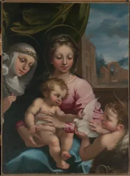 Maagd en kind met de jonge Sint Johannes de Doper en Sint Catharina van Siena