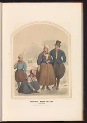 Klederdracht van eiland Marken in Noord-Holland, 1857