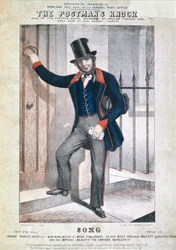 De Klop van de Postbode, omslag van een liedblad, door Stephen Glover (1812-70)