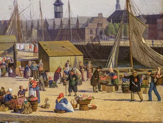 Hejbro Plads, een markt in Kopenhagen, detail