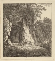 Twee Herders in een Rotsachtig Landschap