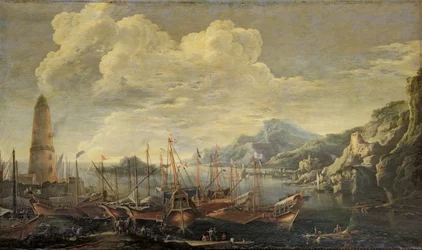 Haven met Vuurtoren en Schepen