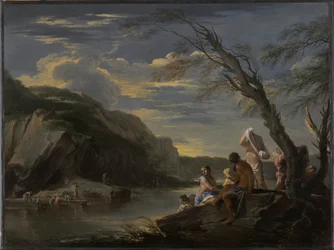 Landschap met baders