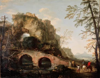 De instorting van de brug, circa 1640. Afmetingen 106 x 127 cm. Florence, Palazzo Pitti, Galleria Palatina
