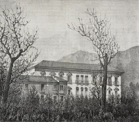 College van Avellino, Campania, Italië, lithografie door Salvatore Puglia uit Poliorama Pittoresco, nr. 2, 20 augustus