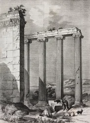 Ruïnes van Ionische tempel Tchavdere, Klein-Azië, uit Poliorama Pittoresco, nr. 37, 19 april