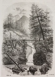 Hangbrug over de Pyreneeën, Spanje, uit Poliorama Pittoresco, nr. 16, 23 november