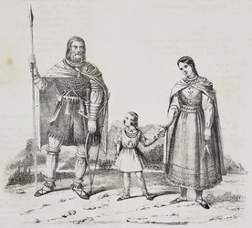 Varangians, volk van het Scandinavisch Schiereiland, lithografie uit Poliorama Pittoresco, nr. 42, 27 mei