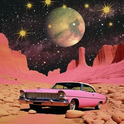 Kosmische roze woestijnrit