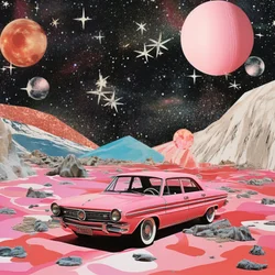 Roze auto-ruimtefantasie