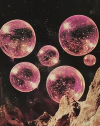 Surrealistische roze planeten