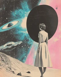 Vrouw in een kosmische droom