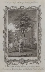Richard I dodelijk gewond door een pijl geschoten door Bertram de Gourdon vanaf de muren van het kasteel van Chalus