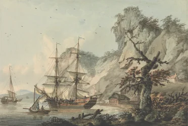 Koopvaardijschip voor de kust