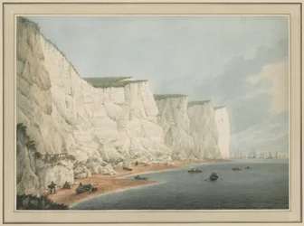 De vloot voor de kust, Beachy Head, c.1790-1805 (aquarel met grafietondertekening)