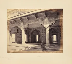 Agra: het fort, interieur van de zenana, met mozaïekwerk