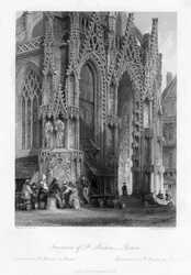 De fontein van St Maclou, Rouen, Frankrijk, 19e eeuw
