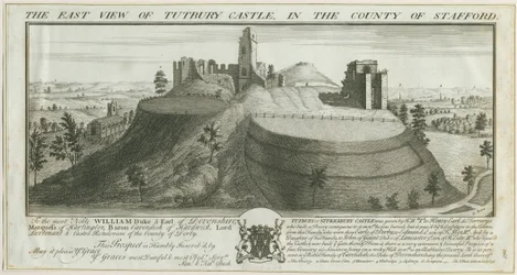 Tutbury Castle - Oostaanzicht (gravure)