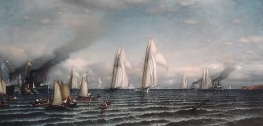 Finish van de eerste internationale wedstrijd om de America