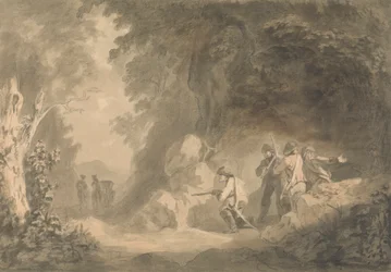 Continentaal Tafereel - Bandieten in Hinderlaag Wachtend op een Koets