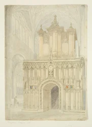 Orgel en orgelgalerij van de St. Mary Redcliffe-kerk, ca. 1840
