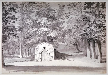 Een ijshuis of waterleiding in Greenwich Park, Londen