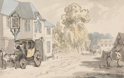 Ruiters buiten een herberg