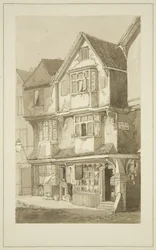 Oude huizen, hoek van Long Row, Temple Street