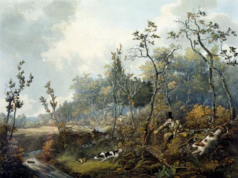 Jacht op houtsnippen, gegraveerd door H.C. Pyall