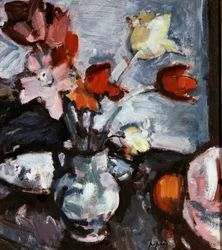 Stilleven met tulpen. Schilderij van Samuel John Peploe (1871-1935) Privécollectie.