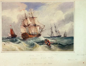 Een schip voor anker, ca. 1825