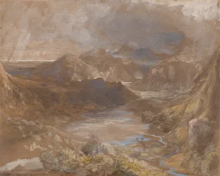 Llwyngwynedd en deel van Llyn-y-ddina tussen Capel Curig en Beddegelert, Noord-Wales