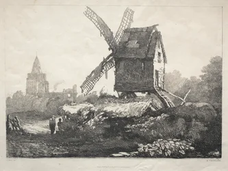 Een Serie Oude Gebouwen en Landelijke Huisjes in het Noorden van Engeland: In Crowland, Windmolen