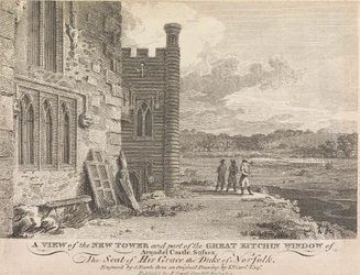 Een Zicht op de Nieuwe Toren en een deel van het Grote Keukenraam van Arundel Castle, Sussex (uitgegeven door J. Sewell); pagina 13 (Volume Eén)