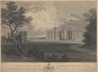 Zuidwestelijk uitzicht op Dunster Castle, Somersetshire