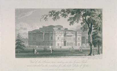 Uitzicht op York House en Green Park, ca. 1800
