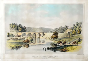 North Midland Railway Brug over de rivier de Derwent en de Matlock Road nabij Amber Gate