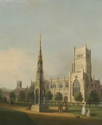 Een uitzicht op Bristol High Cross en kathedraal, ca. 1750