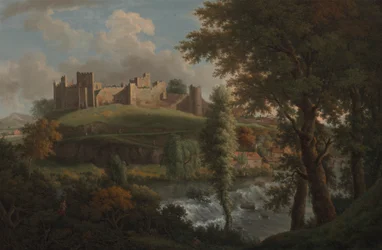 Kasteel Ludlow met Dinham Weir, vanuit het zuidwesten