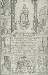 Aflaat voor het schenken van aalmoezen voor de bouw van een kerk aan d..., 1608, facsimile 1930-40.