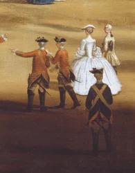 Soldaten en een paar op Horseguards Parade, c.1758 (detail)