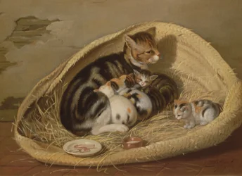 Kat met haar kittens in een mand, 1797