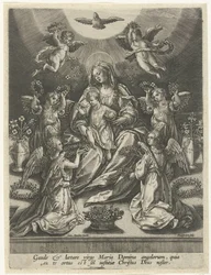 Madonna met kind omgeven door engelen