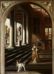 Perspectiefweergave met een vrouw die een brief leest, ca. 1670