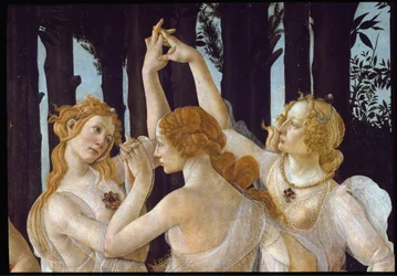 Lente. Detail met de drie gratiën