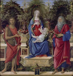 Duits: Tronende Maria met het Kind en de beide Heiligen Johannes Madonna met Kind met de beide Heiligen Johannes


  Alternatieve titel(s): Duits: Tronende Maria met het Kind en de beide Heiligen Johannes Bardi altaarstuk